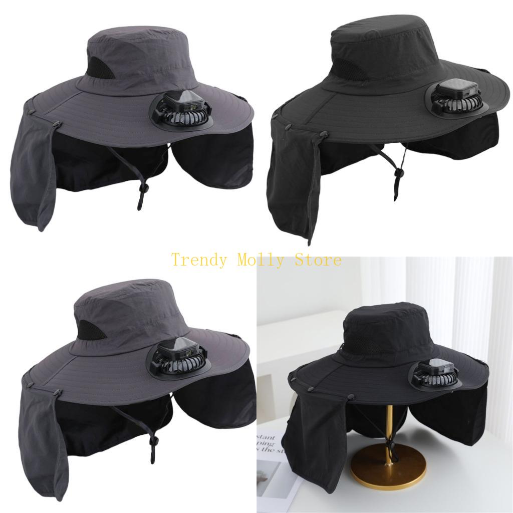 Packable Hat Nylon - N5KB 自動冷却ファン帽子バッテリーディスプレイ付きアウトドアスポーツ日焼け防止快適なポリエステル生地ポータブル