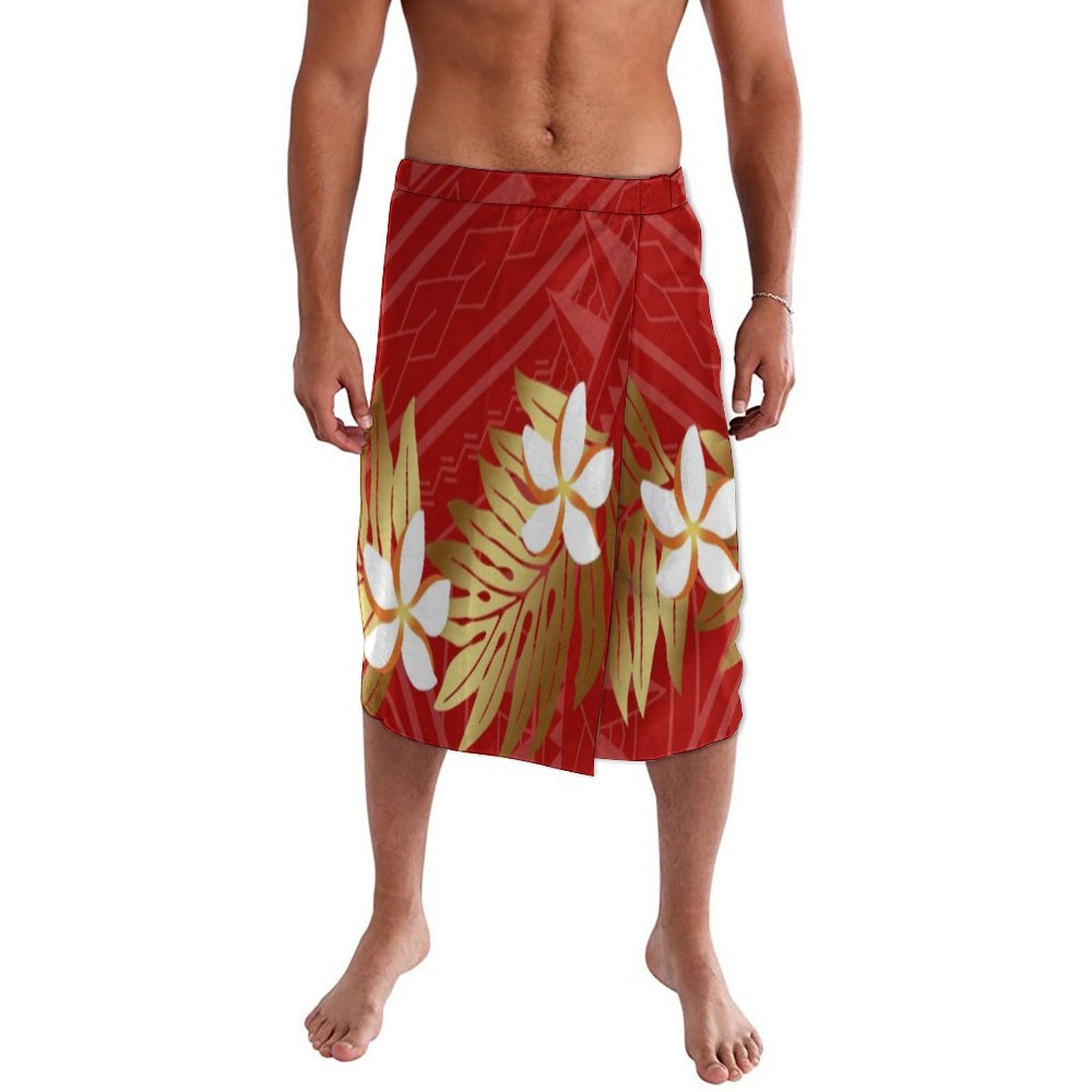 Sarong Men Wrap - ポリネシア諸島風メンズソフトで通気性のあるミッドリフスカート、太平洋風トレンドエスニックラバラバ、イエ・ファイタガメンズラップ