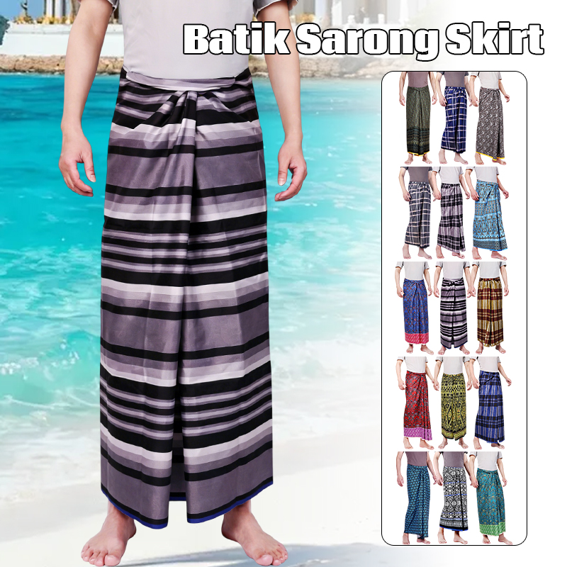 Sarong Men Wrap - メンズ・レディース バティック・サロングスカート エスニック・ダイ・ワンピースドレス ハワイアン・ビーチカバーアップ・ラップ サマービーチラップ・チューブスカート ルンギカバー