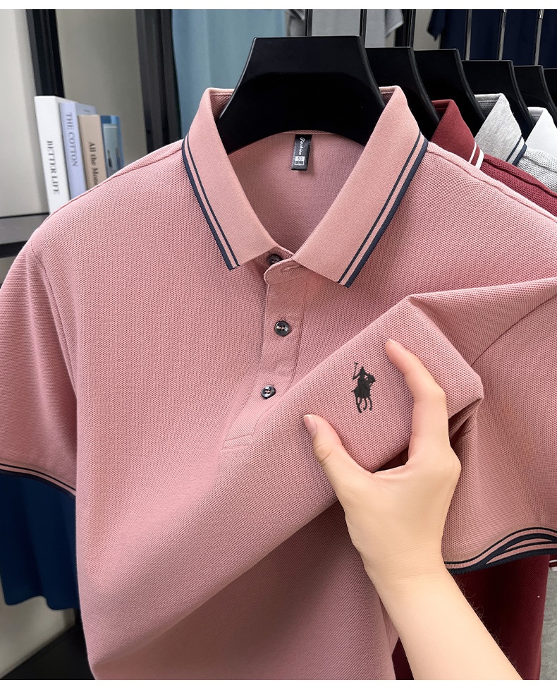 夏用ストライプ襟付きポロシャツ、100%通気性のあるピケコッ - Polo Shirt Pique のレビューと価格