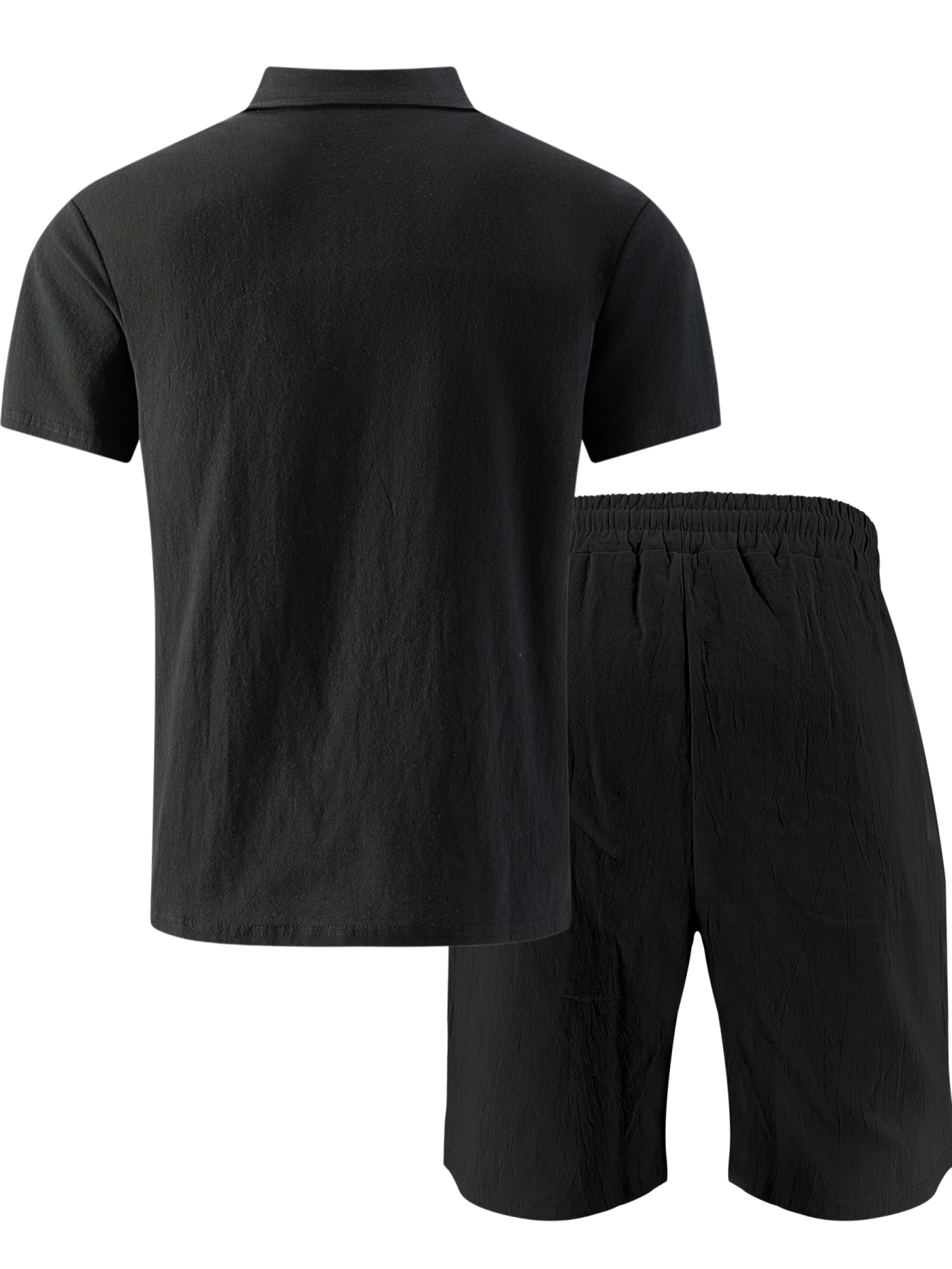 メンズテクスチャードリネンポロシャツ＆ショートパンツ2点セッ - Short Linen Drawstring のレビューと価格