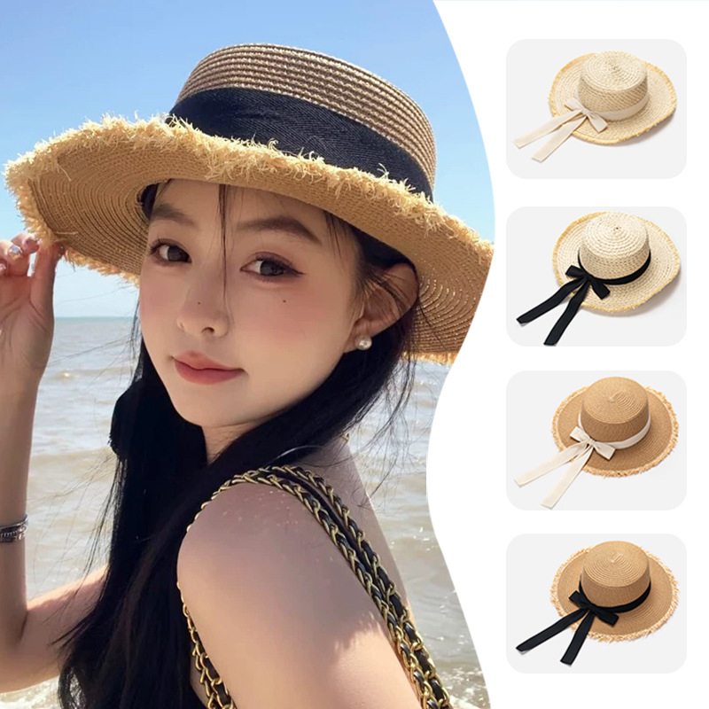 女性用麦わら帽子 蝶結び付き 夏用ビーチハット つば広 折り - Packable Hat Nylon のレビューと価格