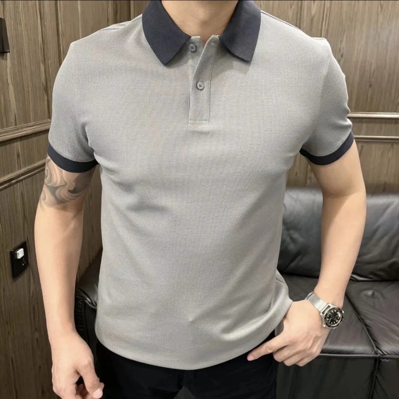 メンズプラスサイズピケポロシャツコントラストカラースリーブ半 - Polo Shirt Pique のレビューと価格