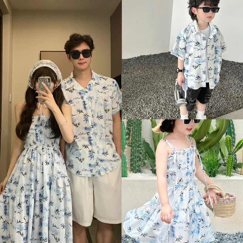 家族の休暇の服,家族のスタイル,ママ,娘,ビーチドレス,パパ - Resort Shirt Floral のレビューと価格