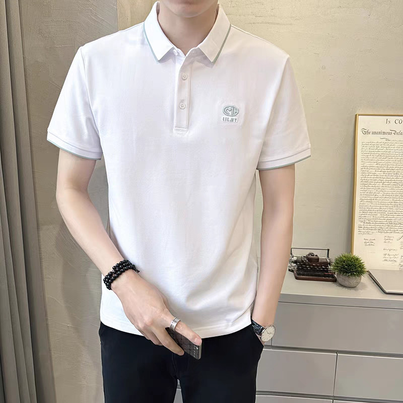 新しいメンズポロシャツ夏半袖襟付きTシャツトレンディジャージ - Polo Shirt Pique のレビューと価格