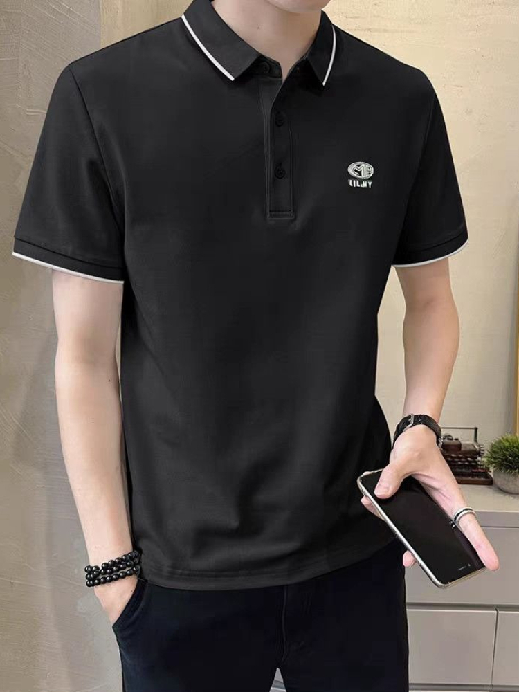 新しいメンズポロシャツ夏半袖襟付きTシャツトレンディジャージ - Polo Shirt Pique のレビューと価格