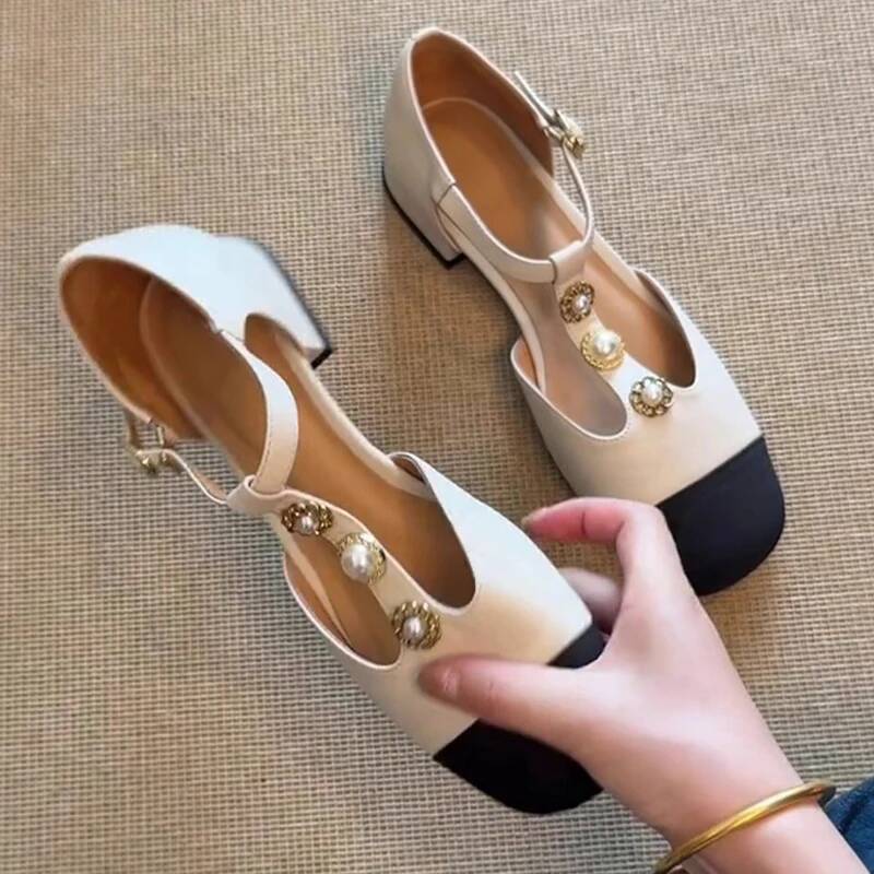 女性スクエアトゥヒールサンダル夏の靴ファッション新人デザイナ - Casual Sandal Leather のレビューと価格