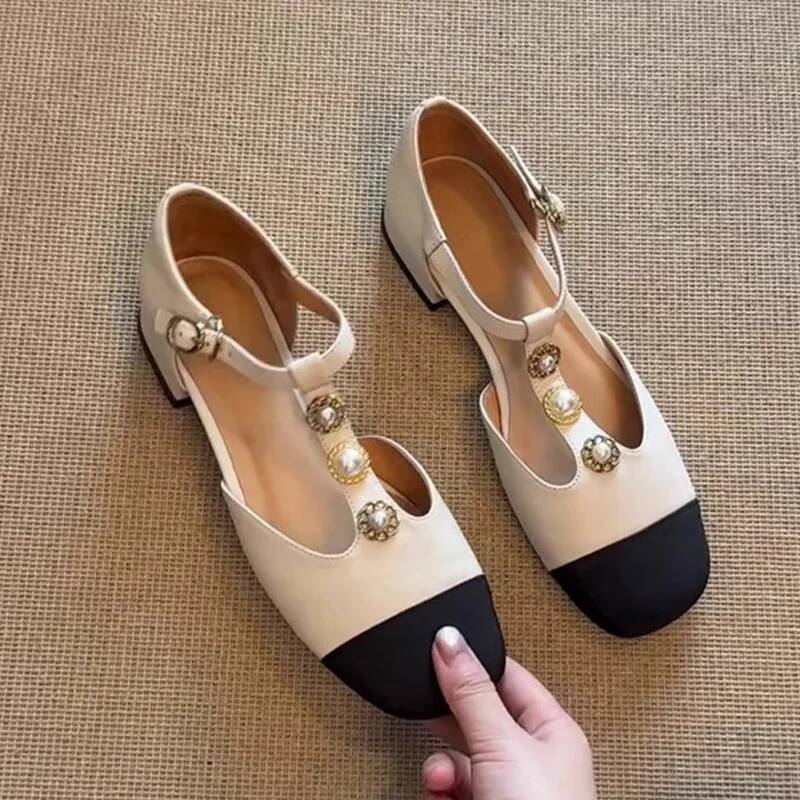 女性スクエアトゥヒールサンダル夏の靴ファッション新人デザイナ - Casual Sandal Leather のレビューと価格