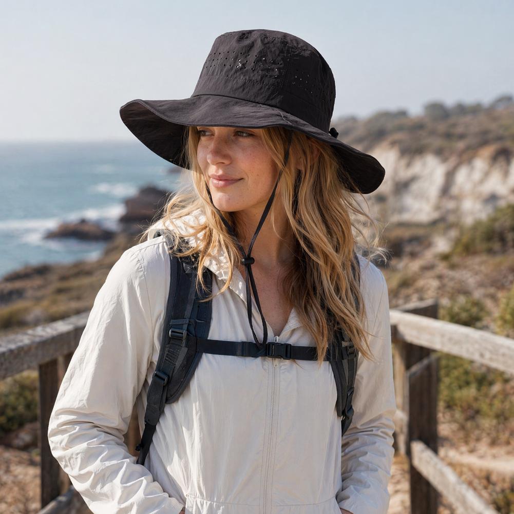 UPF50+ 通気性のあるナイロンメッシュのつば広サンハット - Packable Hat Nylon のレビューと価格