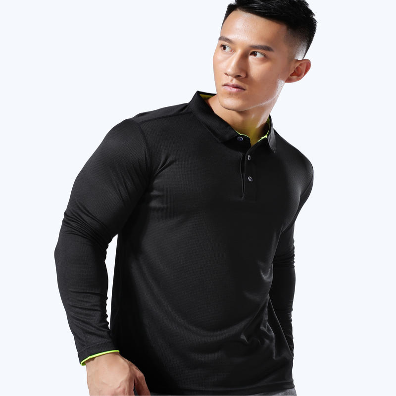 速乾性、通気性に優れたスポーツ用長袖Tシャツ、ポロシャツ。メ - Polo Shirt Pique のレビューと価格