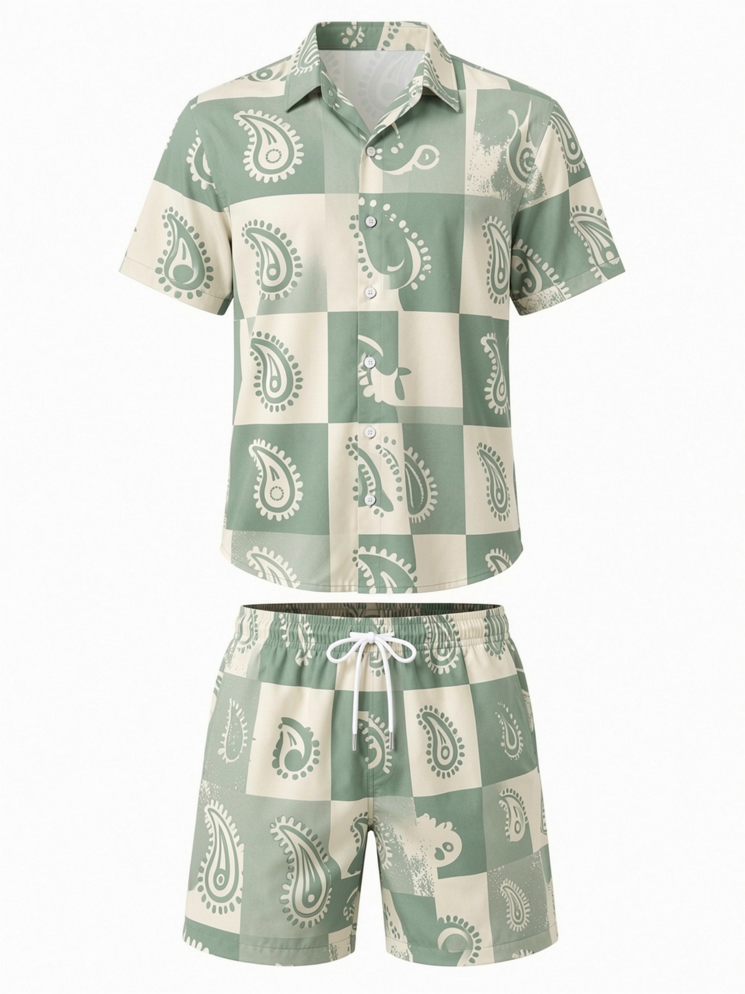 メンズ花柄半袖シャツとドローストリングショーツセット、ビーチ - Resort Shirt Floral のレビューと価格