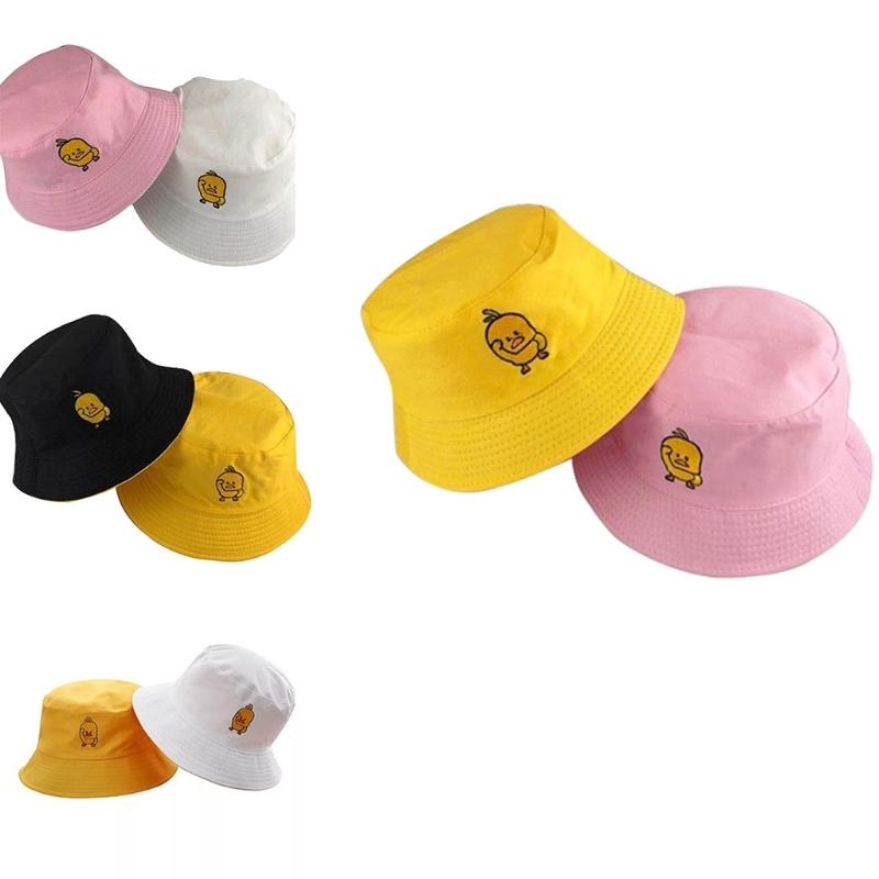 女性男性夏イエローアヒル刺繍バケットハット可逆両面着用屋外日 - Packable Hat Nylon のレビューと価格